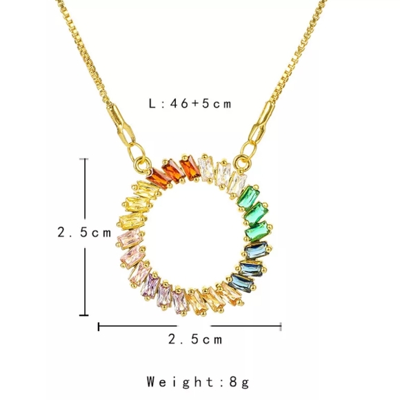 🌈NEW COLORFUL CZ DIAMOND CIRCLE OF 💞 NECKLACE - Picture 3 of 6